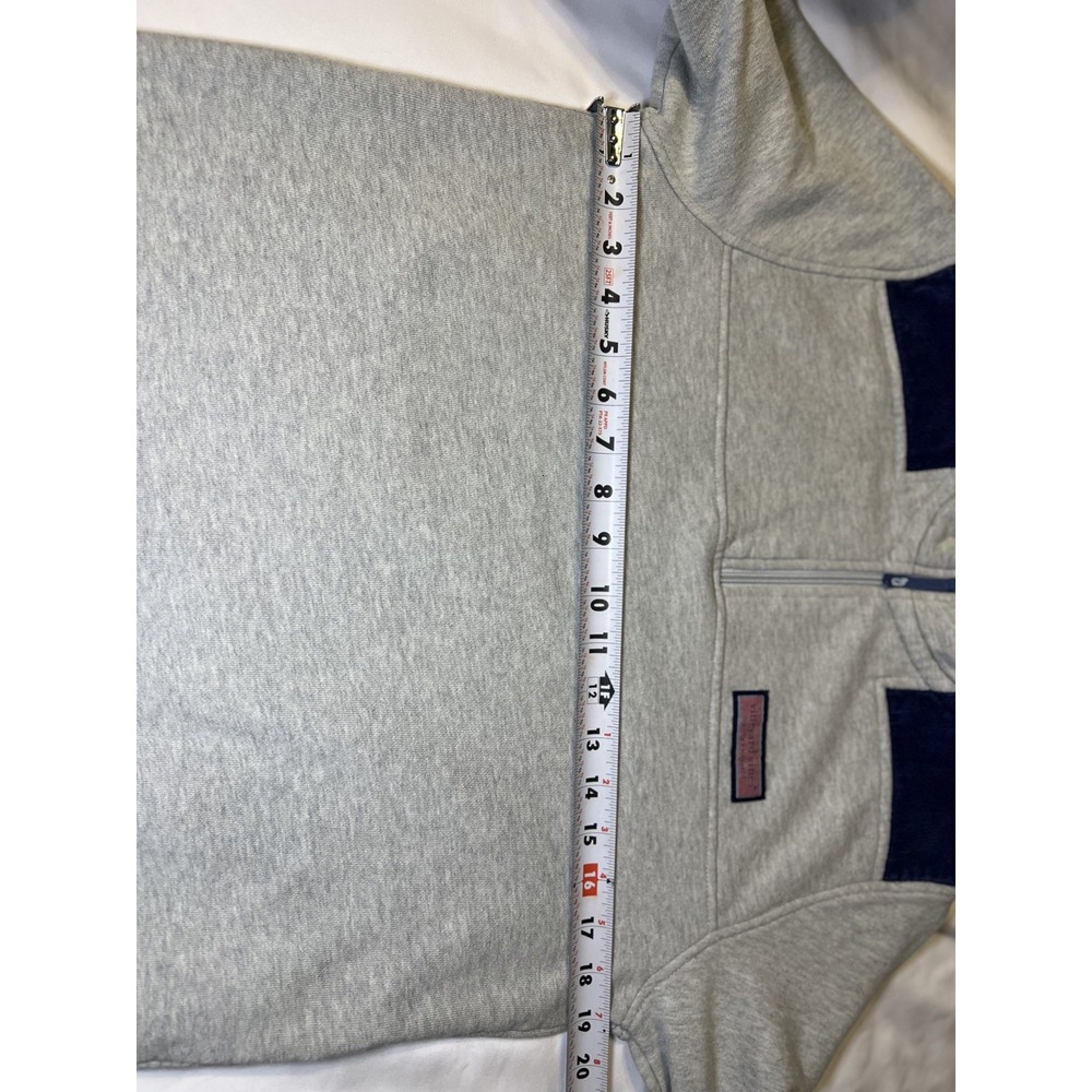 Vineyard Vines Sweater  Kids XL (18) Gray & Blue 1/4 Zip Pullover Preppy Casual - Picture 6 of 12